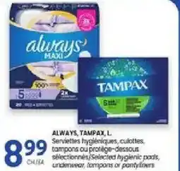 Uniprix Always, Tampax, L offer