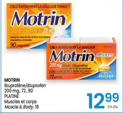 Uniprix MOTRIN Ibuprofène/Ibuprofen 200 mg, 72, 90 PLATINE Muscles et corps/Muscle & Body, 18 offer