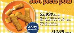 Wholesale Club BÂTONNETS DE MOZZARELLA PANÉS offer