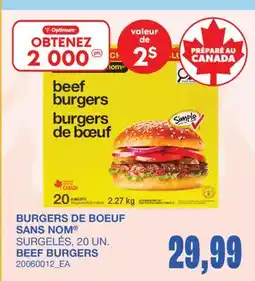 Wholesale Club BEEF BURGERS, 20 UN offer