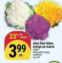 Marché Adonis Chou fleur blanc, orange ou mauve offer