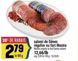 Marché Adonis MASTRO salami de Gênes régulier ou fort offer