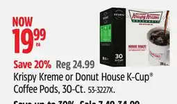 Canadian Tire Krispy Kreme or Donut House K-Cup Coffee Pods, 30-Ct offer