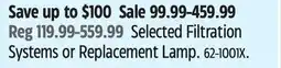 Canadian Tire Selected Filtration Systems or Replacement Lamp offer