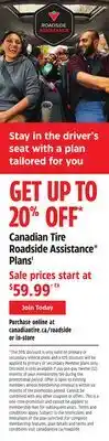 Canadian Tire Roadside Promo- SAVE %20 Roadside assistant plan offer