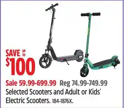 Canadian Tire Selected Scooters and Adult or Kids' Electric Scooters offer