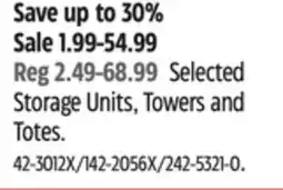 Canadian Tire Selected Storage Units, Towers and Totes offer