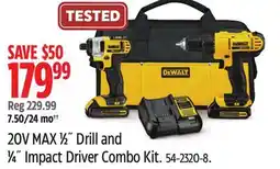 Canadian Tire 20V MAX 1β2Λ Drill and 1β4Λ Impact Driver Combo Kit offer