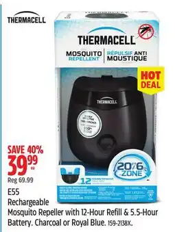 Canadian Tire E55 Rechargeable Mosquito Repeller with 12-Hour Refill & 5.5-Hour Battery offer