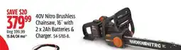 Canadian Tire 40V Nitro Brushless Chainsaw offer