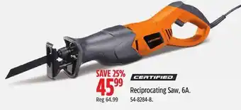 Canadian Tire Certified Reciprocating Saw, 6A offer