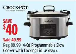 Canadian Tire Crock-Pot 4-Qt Programmable Slow Cooker with Locking Lid offer