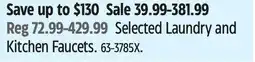 Canadian Tire Selected Laundry and Kitchen Faucets offer