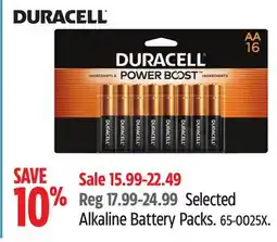 Canadian Tire Selected Alkaline Battery Packs offer
