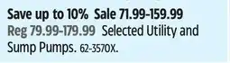 Canadian Tire Mastercraft Selected Utility and Sump Pumps offer