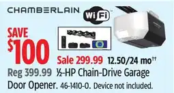 Canadian Tire CHAMBERLAIN WiFi ½-HP Chain-Drive Garage Door Opener offer