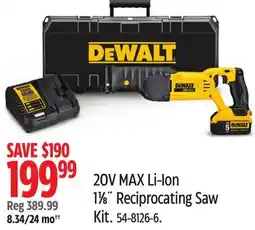 Canadian Tire DEWALT 20V MAX Li-Ion 1 ₁₆ Reciprocating Saw Kit offer