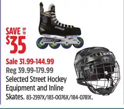 Canadian Tire Bauer Selected Street Hockey Equipment and Inline Skates offer