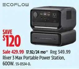 Canadian Tire EcoFlow River 3 Max Portable Power Station, 600W offer