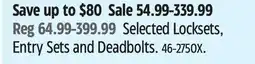 Canadian Tire Schlage Selected Locksets, Entry Sets and Deadbolts offer