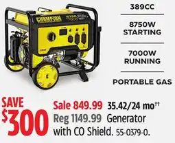 Canadian Tire Generator with CO Shield offer