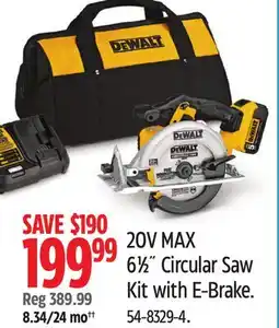 Canadian Tire DEWALT 20V MAX 6 1⁄2˝ Circular Saw Kit with E-Brake offer
