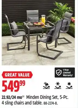 Canadian Tire Minden Dining Set, 5-Pc. 4 sling chairs and table offer