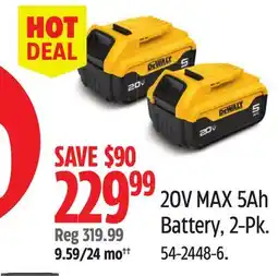 Canadian Tire DEWALT 20V MAX 5Ah Battery, 2-Pk offer