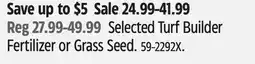 Canadian Tire Selected Turf Builder Fertilizer or Grass Seed offer