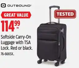 Canadian Tire Softside Carry-On Luggage with TSA Lock. Red or black offer