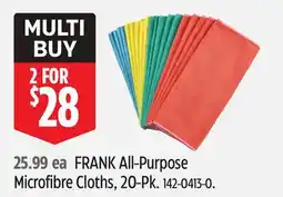 Canadian Tire FRANK All-Purpose Microfibre Cloths, 20-Pk offer