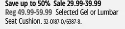 Canadian Tire Selected Autotrends Gel or Lumbar Seat Cushion offer