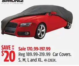 Canadian Tire Car Covers S, M, L and XL offer