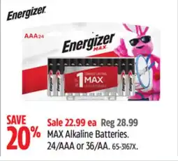 Canadian Tire Energizer MAX Alkaline Batteries offer