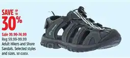 Canadian Tire Adult Hikers and Shore Sandals offer