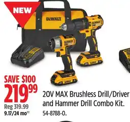 Canadian Tire Dewalt 20V MAX Brushless Drill/Driver and Hammer Drill Combo Kit offer