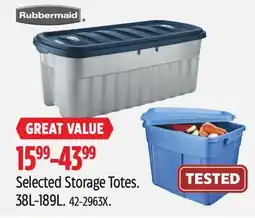 Canadian Tire Rubbermaid Selected Storage Totes offer