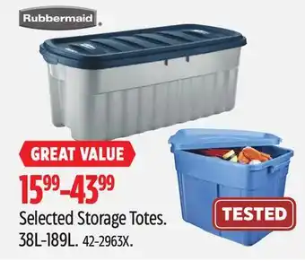 Canadian Tire Rubbermaid Selected Storage Totes offer
