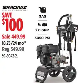 Canadian Tire Simoniz Platinum gas pressure washer offer