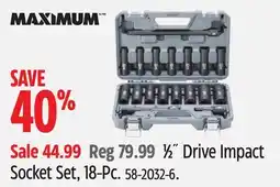Canadian Tire MAXIMUM ° ½ Drive Impact Socket Set, 18-Pc offer