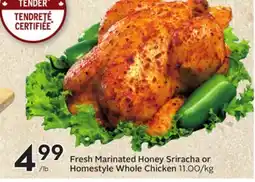 Sobeys Fresh Marinated Honey Sriracha or Homestyle Whole Chicken offer