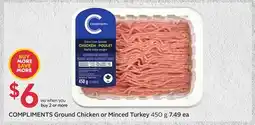 Sobeys COMPLIMENTS Ground Chicken or Minced Turkey offer