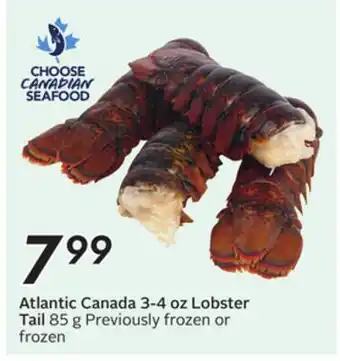 Sobeys Atlantic Canada 3-4 oz Lobster Tail offer
