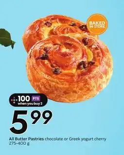 Sobeys All Butter Pastries chocolate or Greek yogurt cherry offer