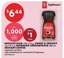 No Frills NESCAFÉ RICH, 100-170 G, SWEET & CREAMY, 16/18'S OR ESPRESSO CONCENTRATE, 500 ML INSTANT COFFEE offer
