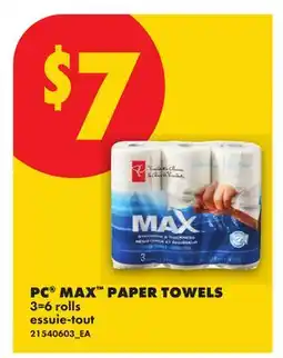 No Frills PC MAX PAPER TOWELS, 3=6 rolls offer