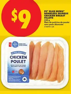 No Frills PC BLUE MENU BONELESS SKINLESS CHICKEN BREAST FILLETS offer