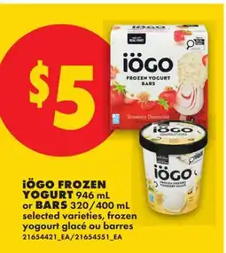 No Frills IÖGO FROZEN YOGURT, 946 ML OR BARS, 320/400 ML offer