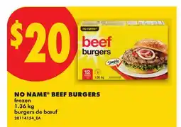 No Frills NO NAME BEEF BURGERS offer