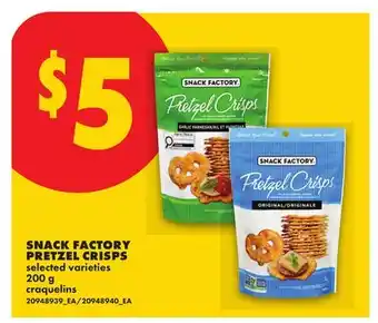 No Frills SNACK FACTORY PRETZEL CRISPS offer